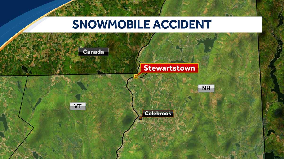 Man stuck under snowmobile that caught fire after NH crash