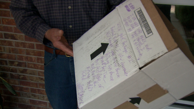 Stolen package returned with handwritten note