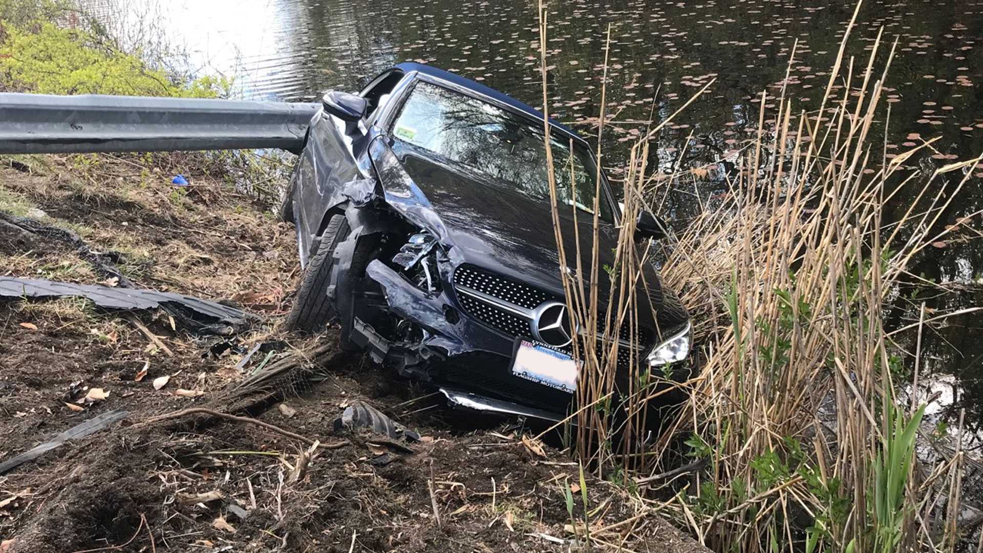 Car Veers Off I-93 Into Pond After Stoneham Multi-vehicle Crash