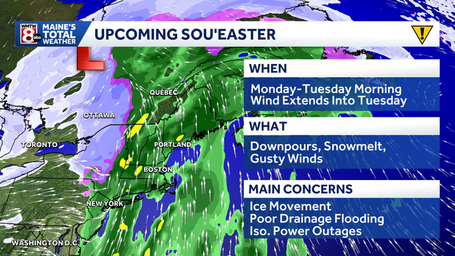 Wet and windy start to the week. Track what to expect