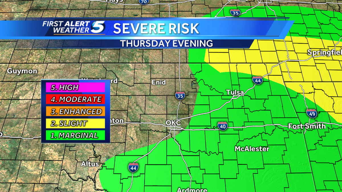 Severe thunderstorms may develop later Thursday in Oklahoma