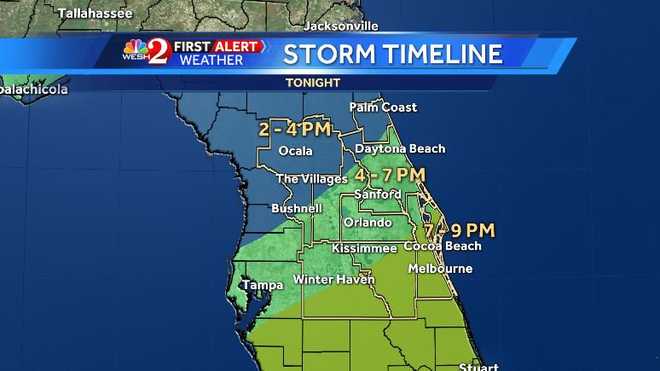 Severe storms moving across Central Florida