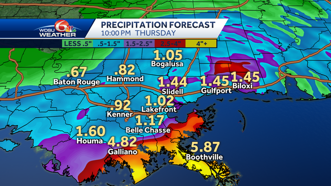 New Orleans coastal storm flooding heavy rain forecast