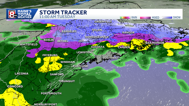 Much warmer in Maine but cooler, cloudy and showers Tuesday