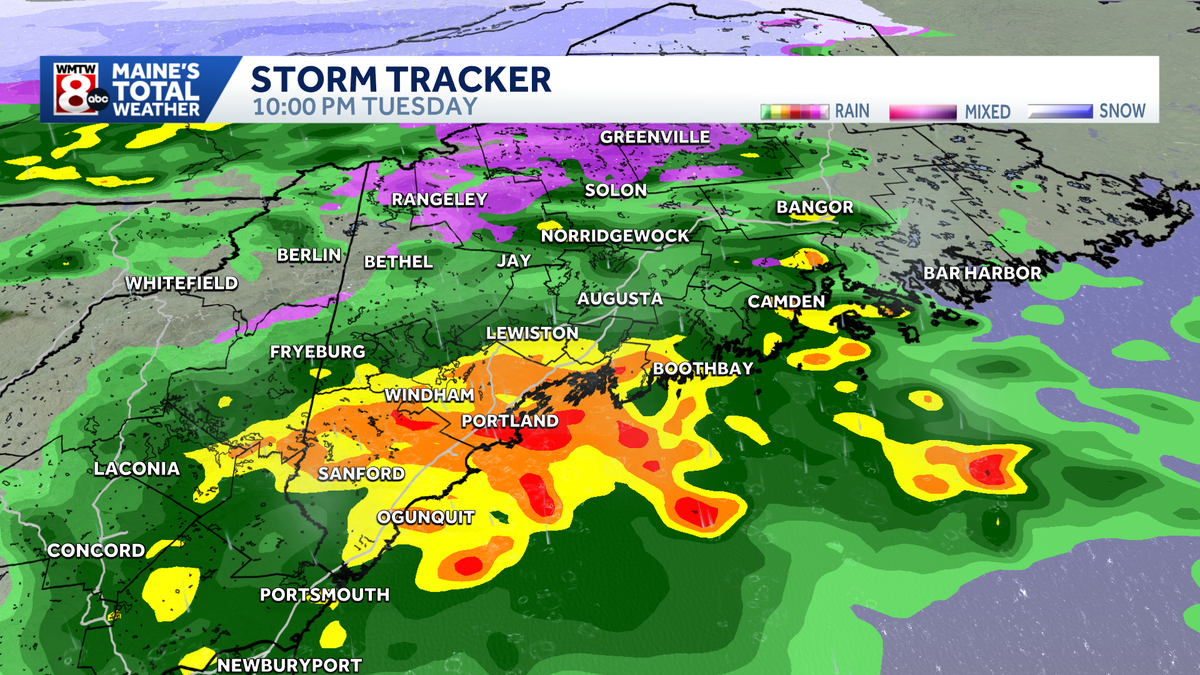 Much colder in Maine with more rain moving in at night