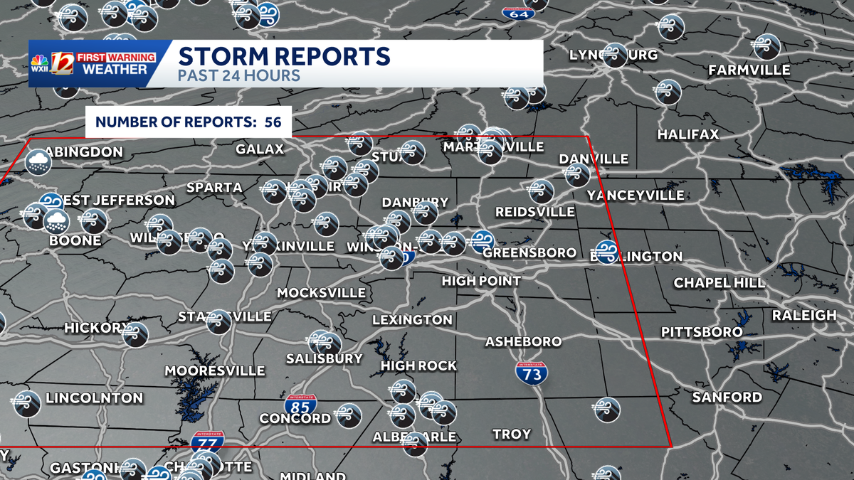 Cold blast for the Carolinas behind damaging thunderstorm winds - WXII