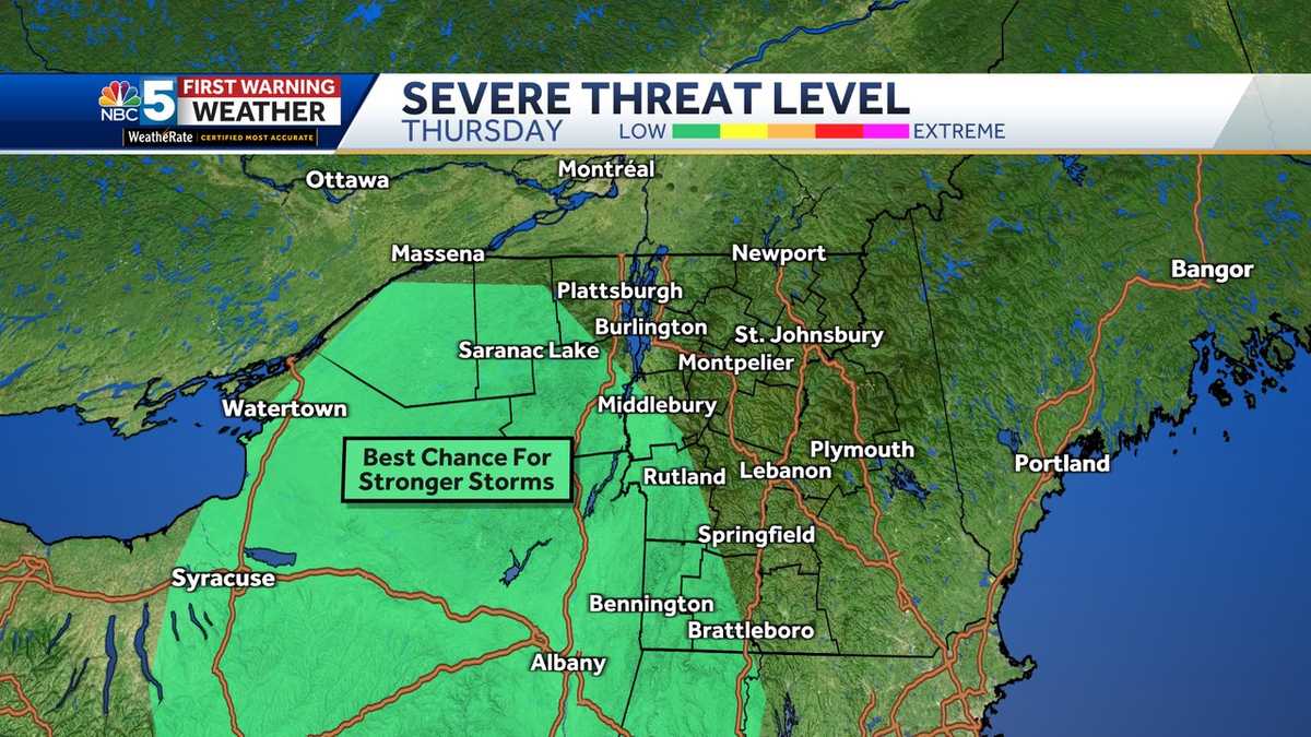 Downpours, Localized Flooding Possible Thursday In Vermont, New York