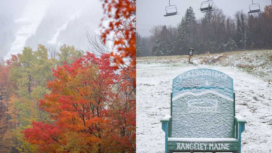 Maine ski areas see snow, including one resort with 'snowliage'