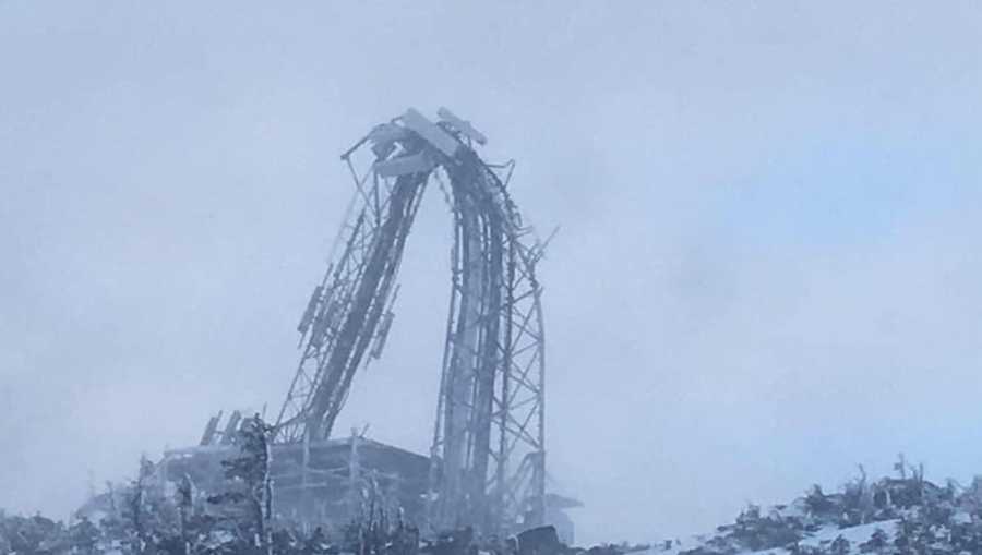 Wind Topples Communications Tower On Sugarloaf Mountain In Maine