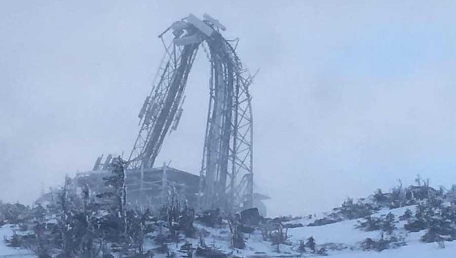 Wind Topples Communications Tower On Sugarloaf Mountain In Maine Wind Topples Communications Tower On Sugarloaf Mountain In Maine