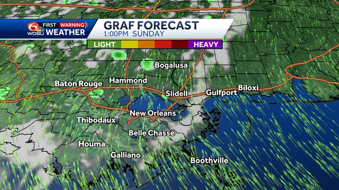 New Orleans weather forecast how cold morning high temp when rain
