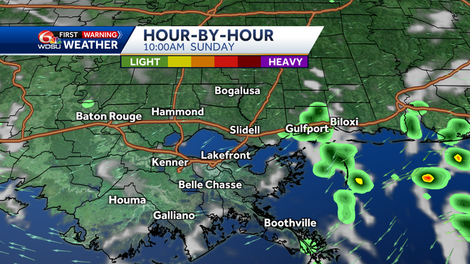 New Orleans weather forecast chance of rain when storms hit