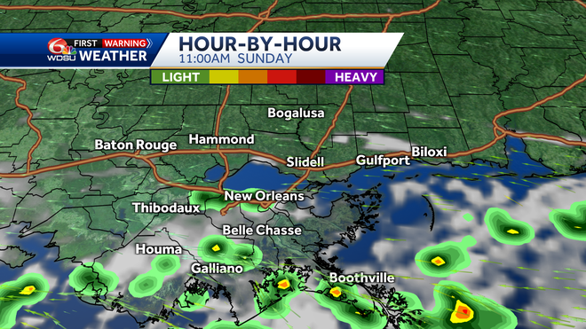 New Orleans weather forecast high temp chance of rain Fathers Day