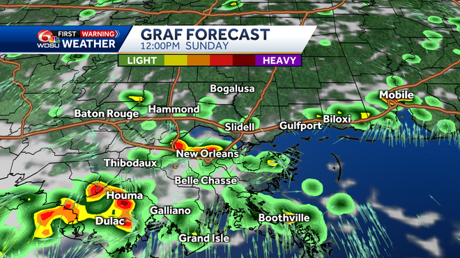 New Orleans weather weekend forecast high temp rain chance tropic