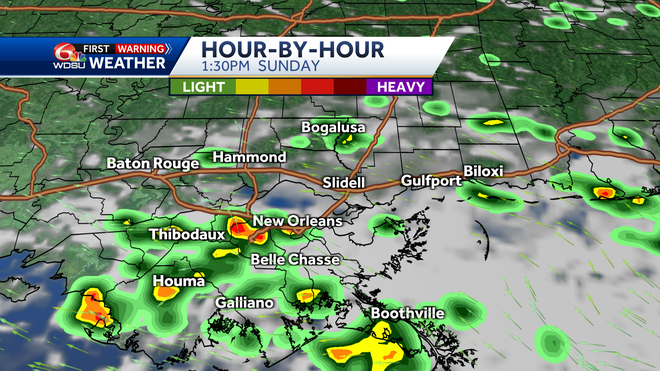 New Orleans weather forecast high temp chance of rain Fathers Day