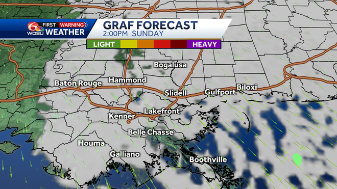 New Orleans storm forecast rain flooding weekend high temps