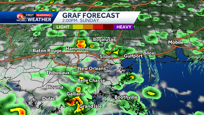 New Orleans weather weekend forecast high temp rain chance tropic