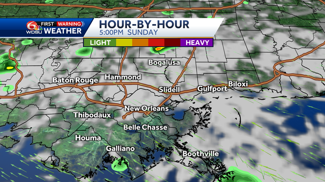 New Orleans weather forecast high temp chance of rain Fathers Day