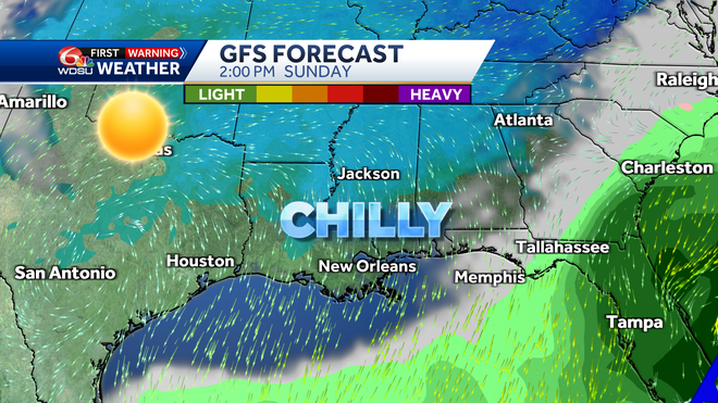 Weather features for Sunday