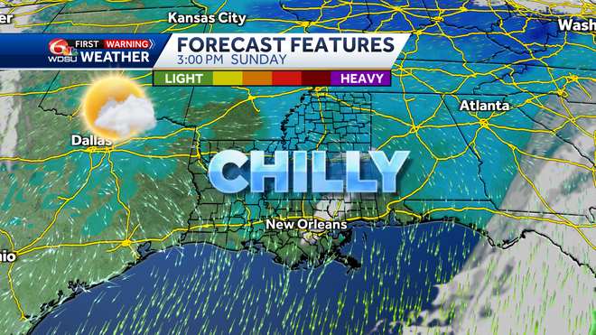 New Orleans weather forecast Saturday rain chances high temp