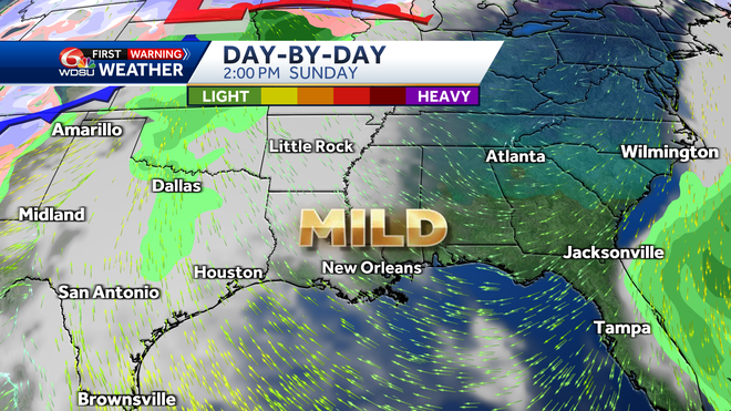 New Orleans weather forecast high temp rain chances Thursday