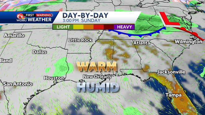 New Orleans weather forecast Easter Sunday weather high temp rain