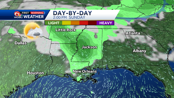New Orleans weather forecast high temp rain chances severe storms