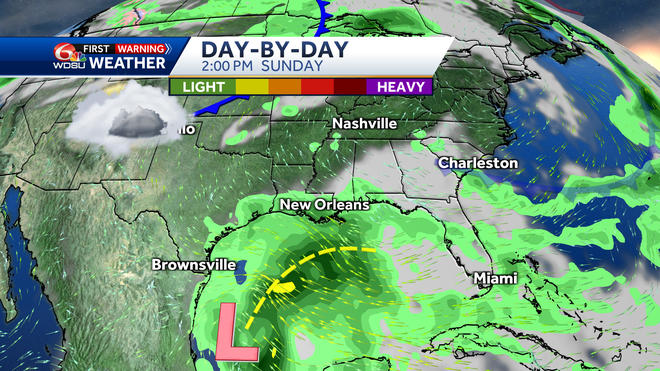 New Orleans weather forecast high chance of rain hurricane