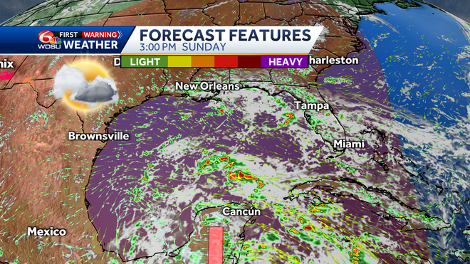 New Orleans weather forecast high temp chance of rain Fathers Day