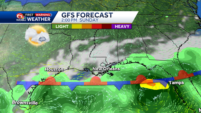 New Orleans weather forecast when will it rain tropical Gulf