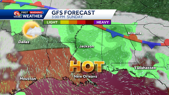 New Orleans weather forecast rain chance fog high temp flood risk
