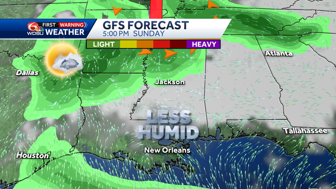 New Orleans weather forecast rain chances high temps tornado risk