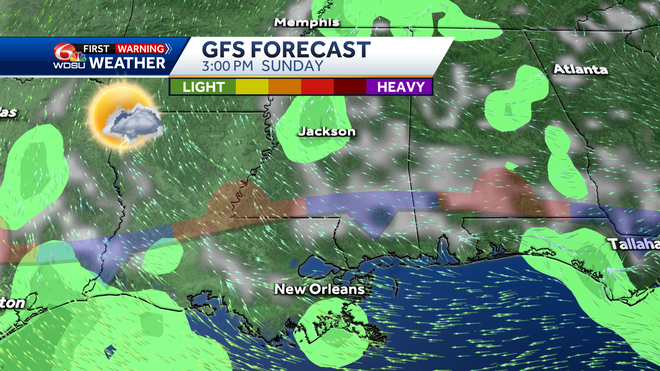 New Orleans weather forecast rain chances high temp heat index