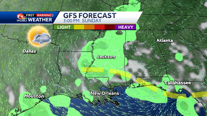 New Orleans weather forecast high temp heat index rain chances