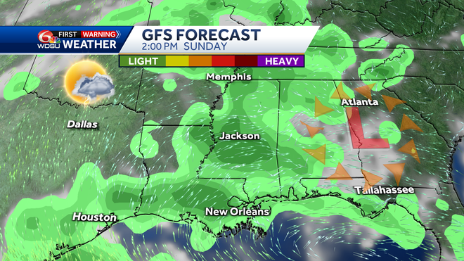 New Orleans weather forecast Friday high temp rain chance heat