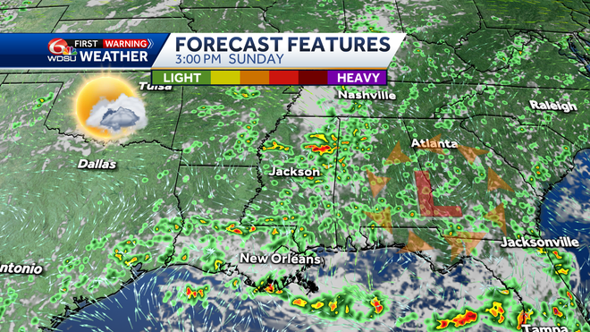 New Orleans weather weekend forecast high temp rain chances index