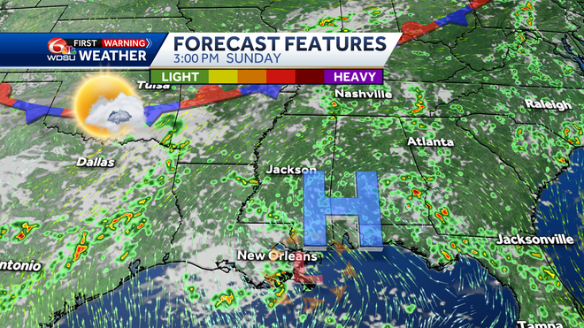New Orleans weather weekend forecast high temp rain chance tropic