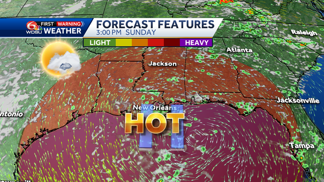 New Orleans weekend weather forecast UFC high temps rain chances