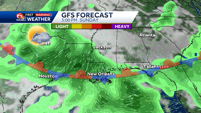 New Orleans weather Labor Day Weekend forecast rain chances temps