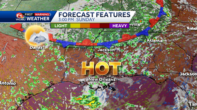 New Orleans weather forecast high temp rain chance Gabrielle wave
