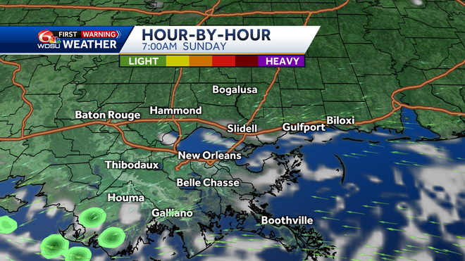 New Orleans weather forecast high temp chance of rain Fathers Day
