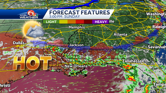 New Orleans heat advisory Sunday storms severe weather
