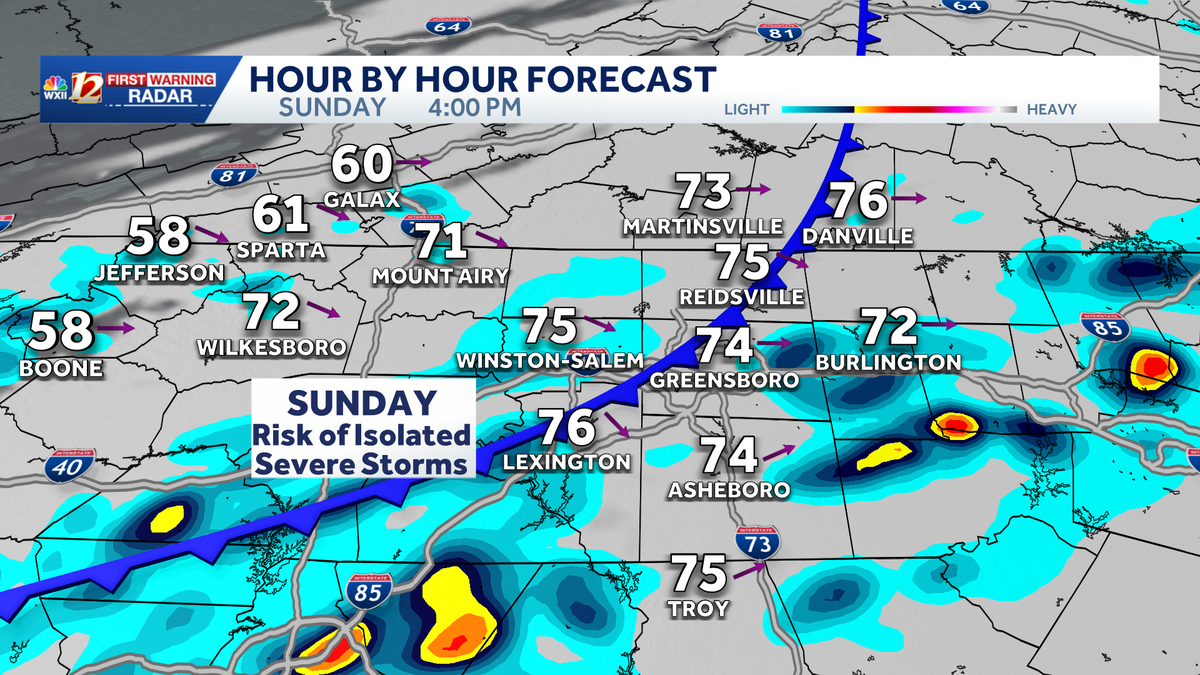 Rising rain chances in North Carolina Sunday | Severe Storm Risk in the Piedmont Triad