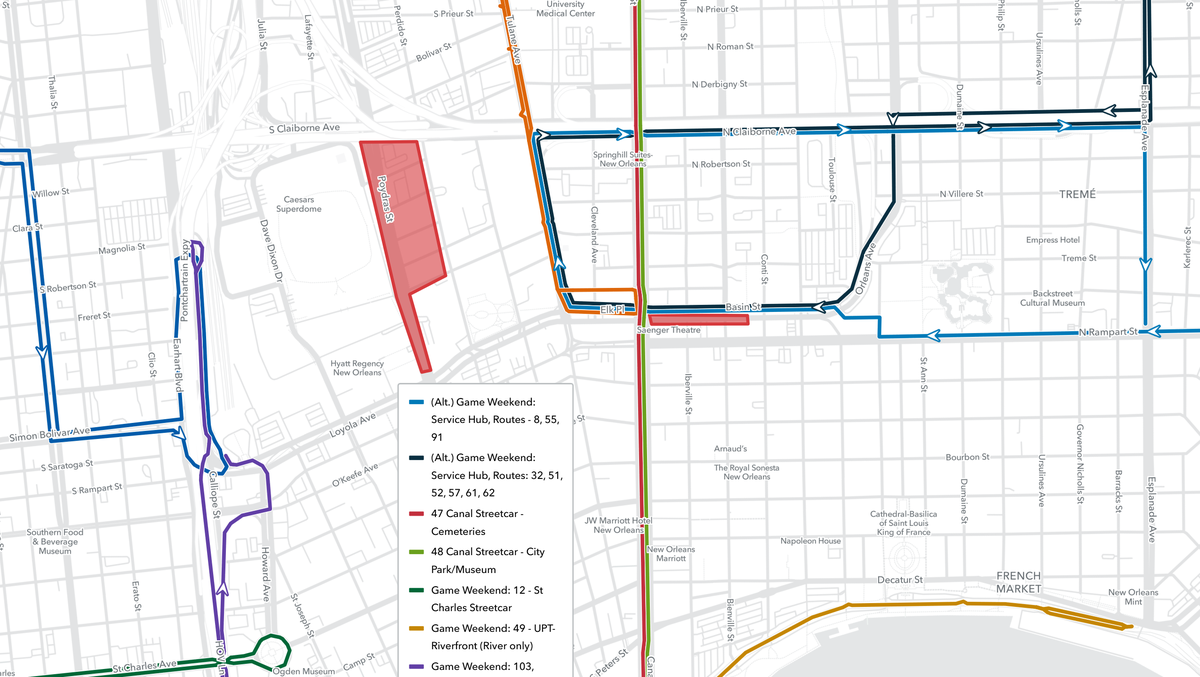 New Orleans Super Bowl LIX park and ride transportation plan
