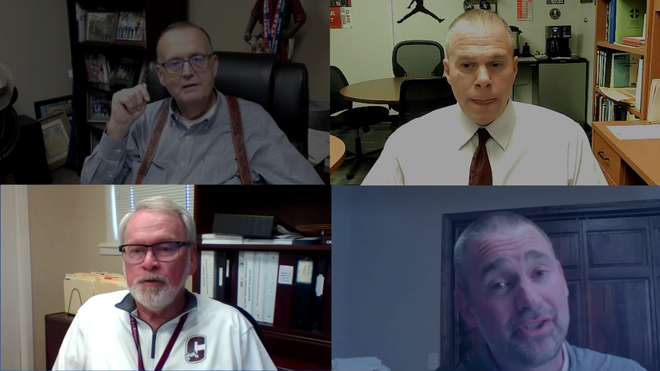 Superintendent&#x20;Robert&#x20;O&#x2019;Connor&#x20;of&#x20;Edna&#x20;ISD&#x20;in&#x20;Texas&#x3B;&#x20;Joseph&#x20;Mabry,&#x20;director&#x20;of&#x20;safety&#x20;and&#x20;security&#x20;at&#x20;Lake&#x20;County&#x20;Schools&#x20;in&#x20;Fla.&#x3B;&#x20;Aaron&#x20;Dalton,&#x20;superintendent&#x20;of&#x20;Ava-RI&#x20;School&#x20;District&#x20;in&#x20;Mo.&#x3B;&#x20;and&#x20;Superintendent&#x20;Don&#x20;Metzler,&#x20;Callisburg&#x20;ISD&#x20;in&#x20;Texas&#x20;are&#x20;interviewed&#x20;virtually&#x20;by&#x20;Hearst&#x20;Television