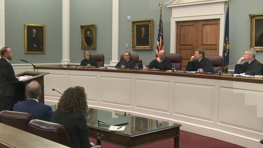 ACLU attorney Henry Klementowicz appears before the NH Supreme Court in an election law case Tuesday.