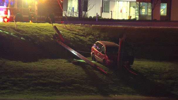 Police: Driver hospitalized after losing control of car, hitting pole ...