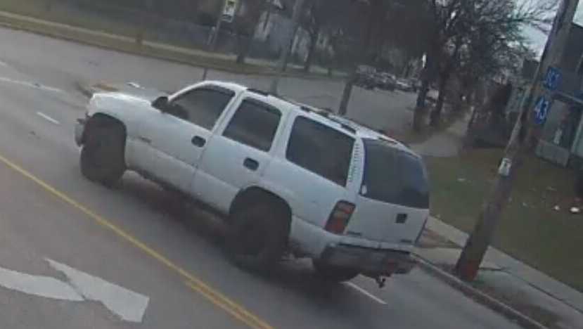 Photo is of a white Chevy Tahoe that struck a 13-year-old boy