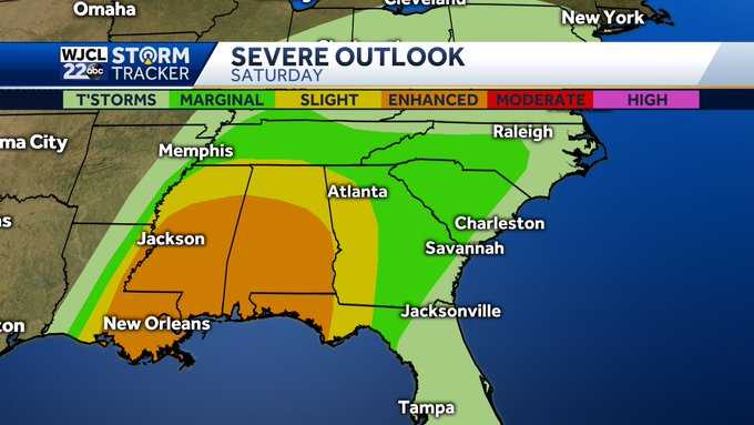 Severe weather outlook for Saturday