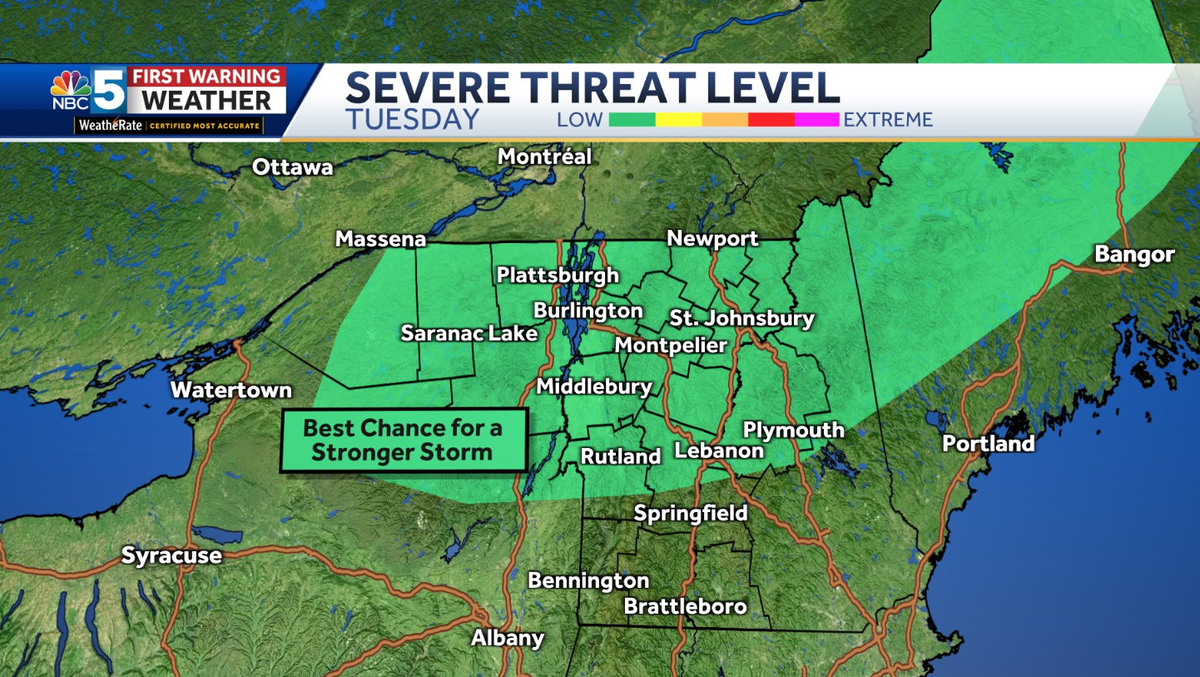 Few thunderstorms Tuesday evening